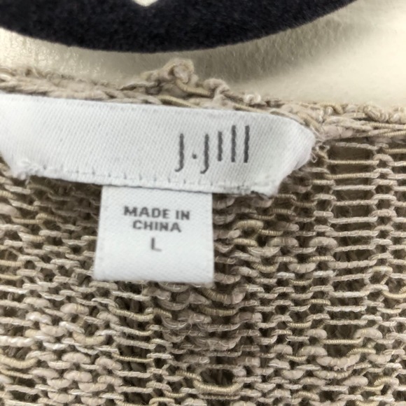 J Jill Cardigan Large Sweater Open Longline Knit Lagenlook Beach Grandma Minimal - Picture 2 of 16